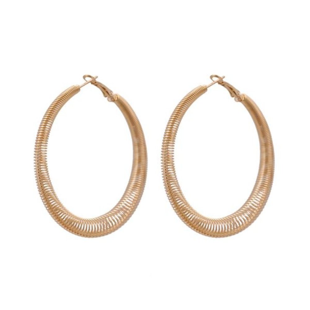 Round In-Between-Spaces Gold Wiry Pierced Earrings